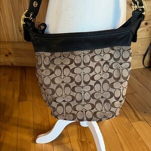 Vintage canvas and leather bleeker shoulder bag